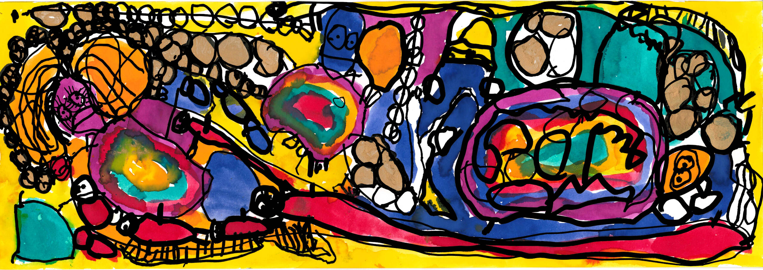 Maman, les cinq enfants autour d'elle et papa, le hibou et la cigogne