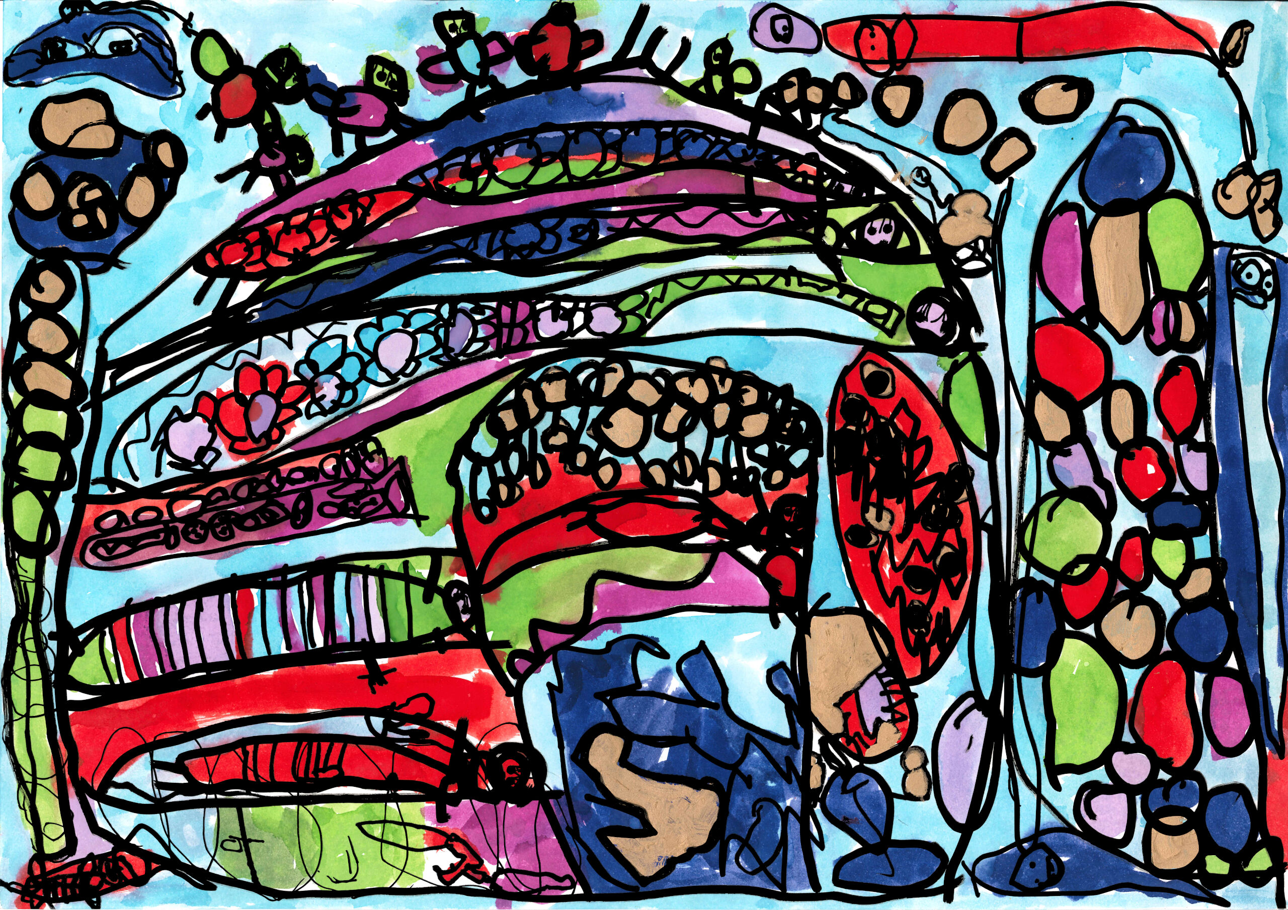 Tipi, oiseaux, à manger et parc d'AC avec jouets